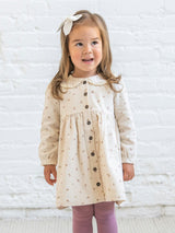 Ginny Fine Corduroy Peter Pan Collar Dress - Tilda Floral Ivory