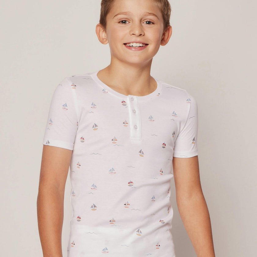 Kid's Pima Snug Fit Pajama Short Set in Bateau