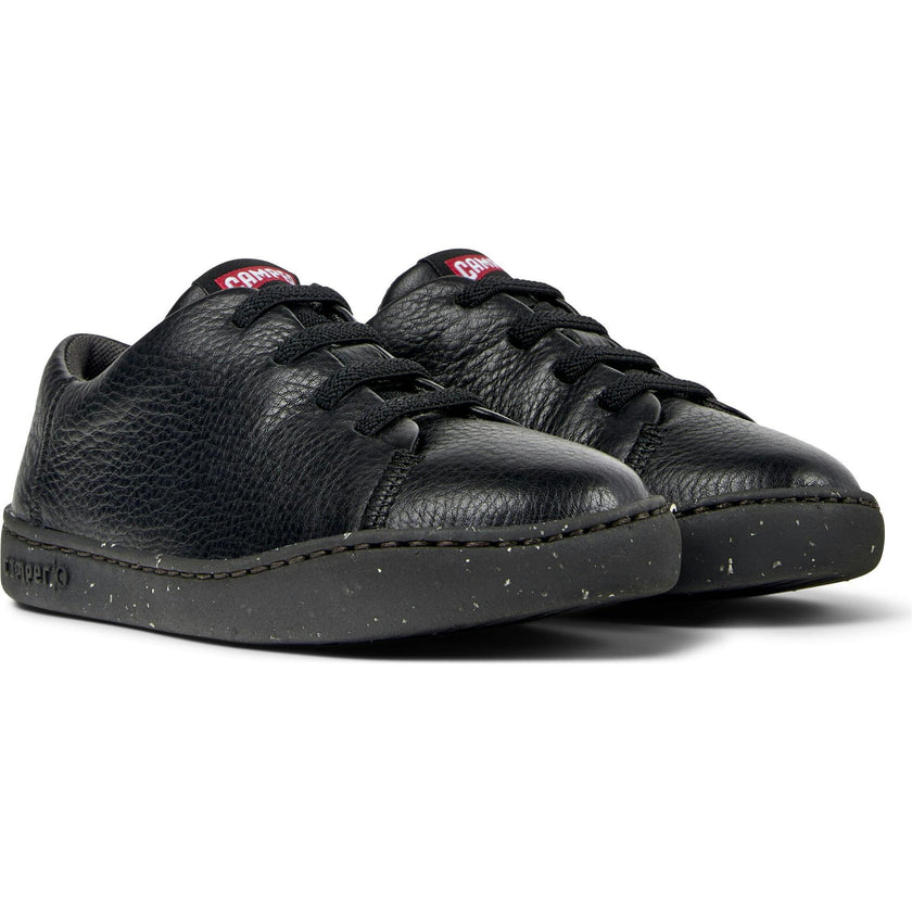 Kids Peu Touring Leather Sneakers, Black