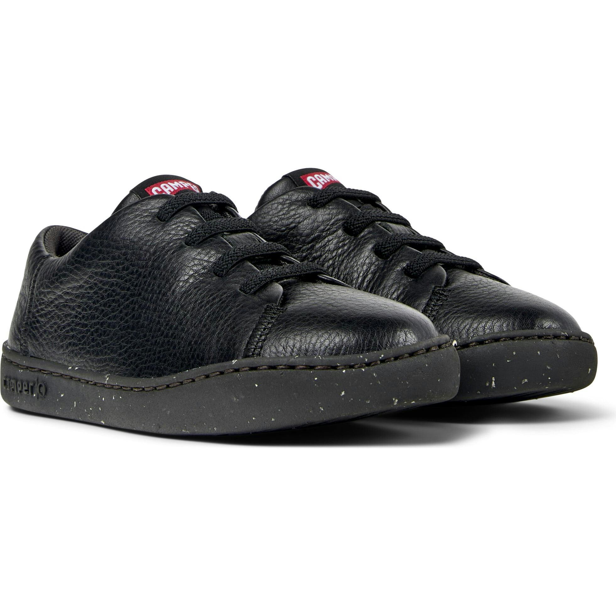 Kids Peu Touring Leather Sneakers, Black