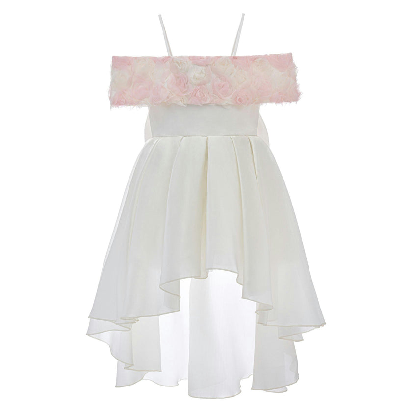 White Claire Cascade Rose Dress