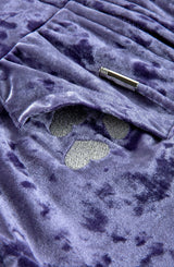 Velvet Zip Hoodie with Embroidered Hearts, Purple