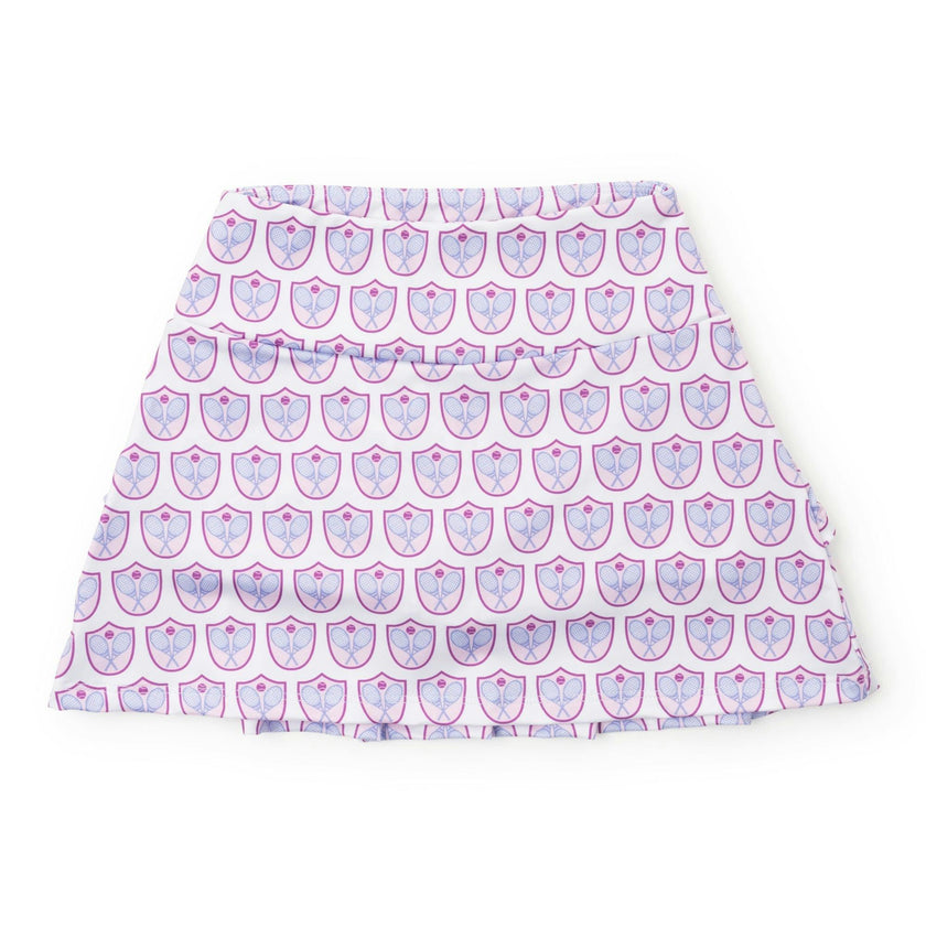 Margot Girls' Performance Skirt by LH Sport Tennis Crest Pink