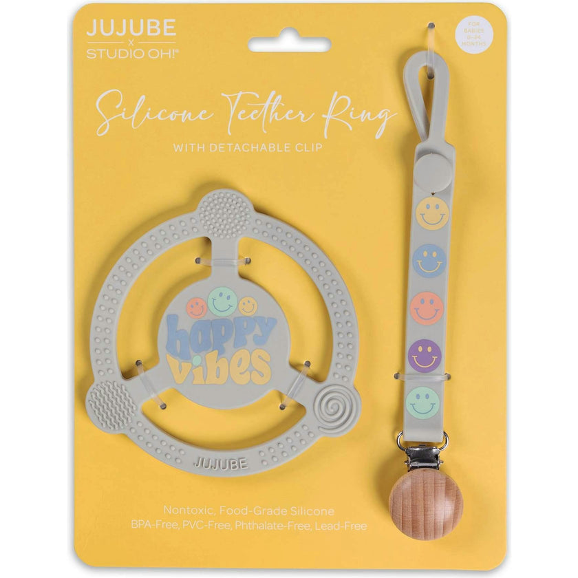 JuJuBe × Studio Oh! Silicone Teether Ring With Detachable Clip