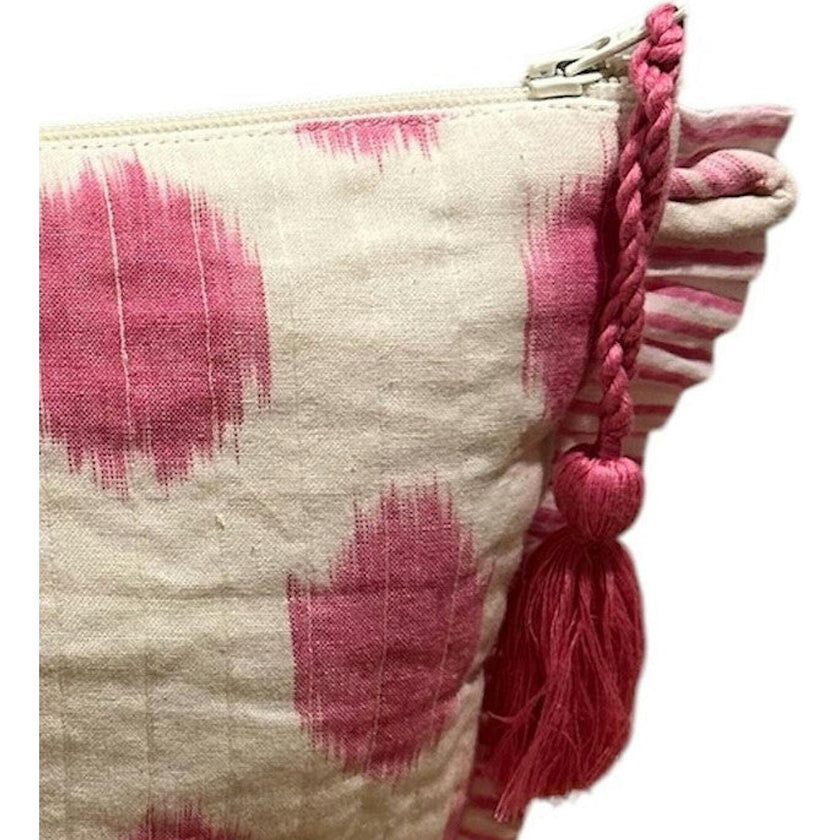 La Plage Ruffle Pouch Pink Ikat