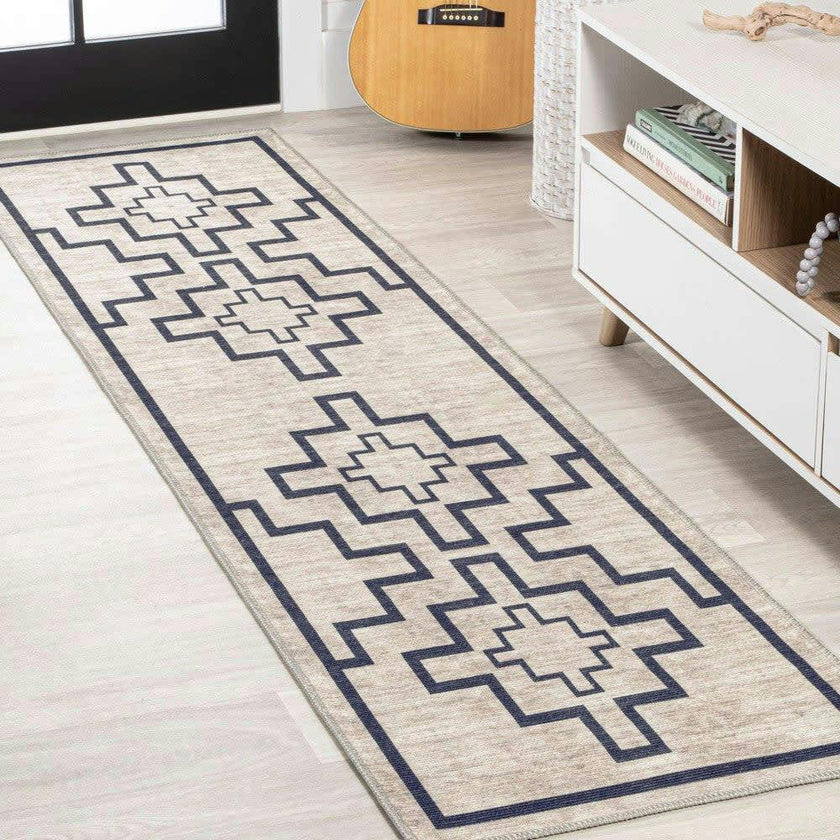 Ashkii Minimalist Medallion Machine-washable Area Rug