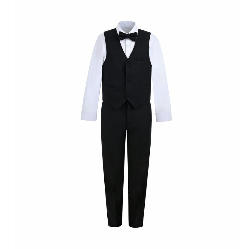 Black Serge Formal Vest & Bow Tie Suit Set