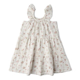 Organic Ruffle Tiered Dress - Blush Floral