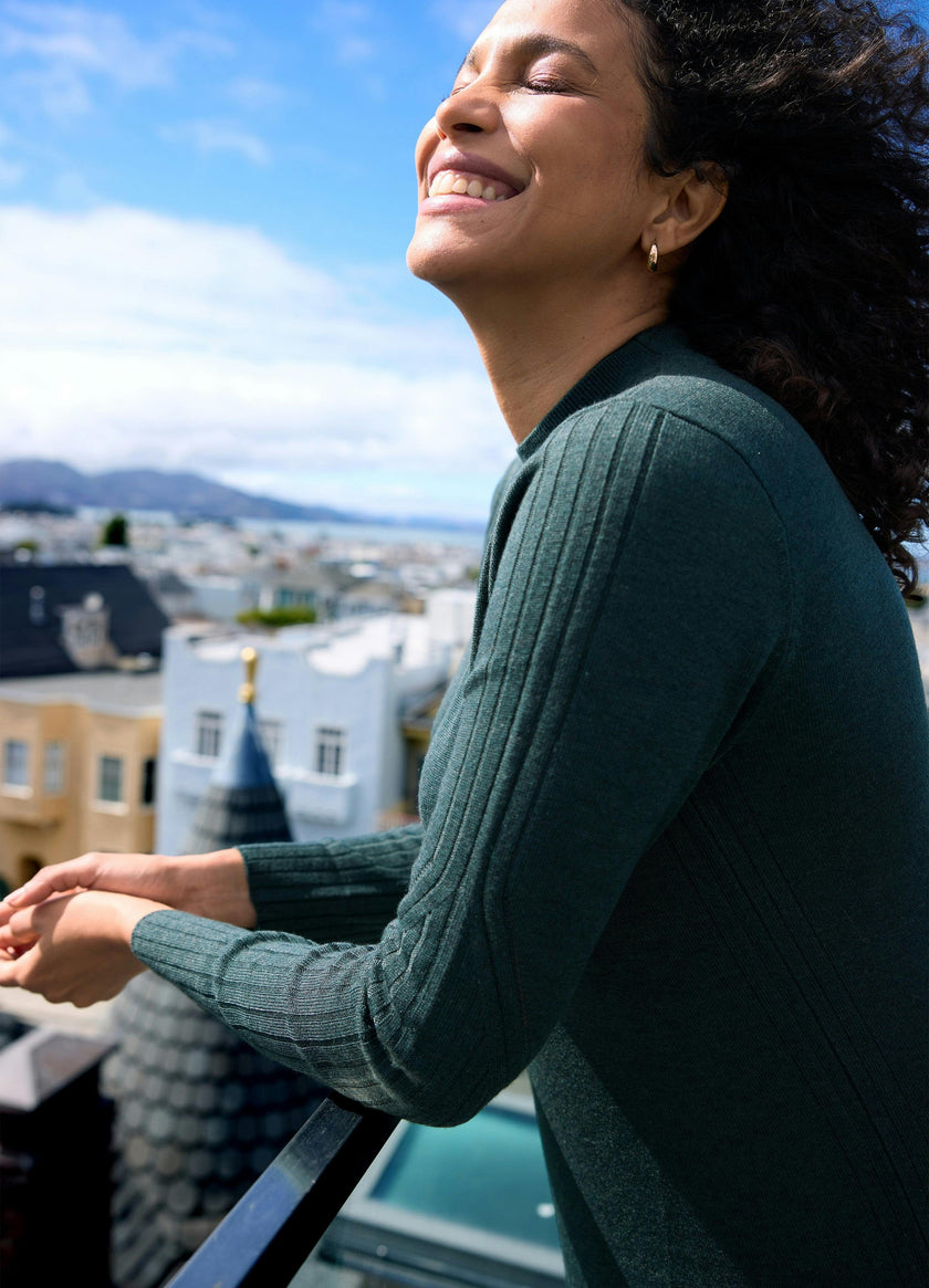 Long Sleeve Fit-and-Flare Sweater Maternity Midi Dress