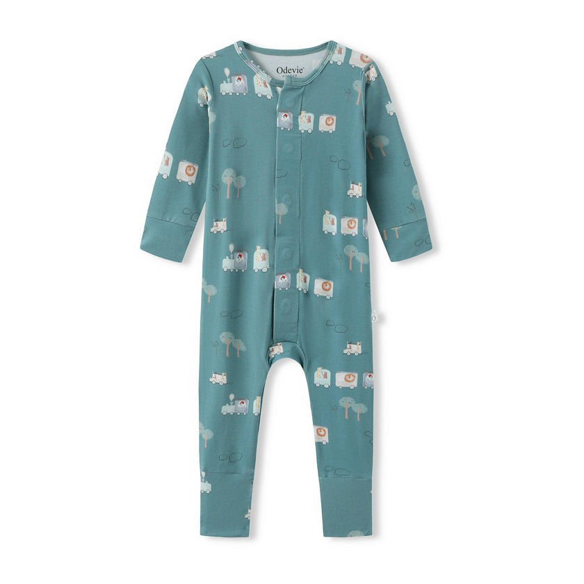 Bamboo Magnetic Footie Pajama - Le Petit Express Green