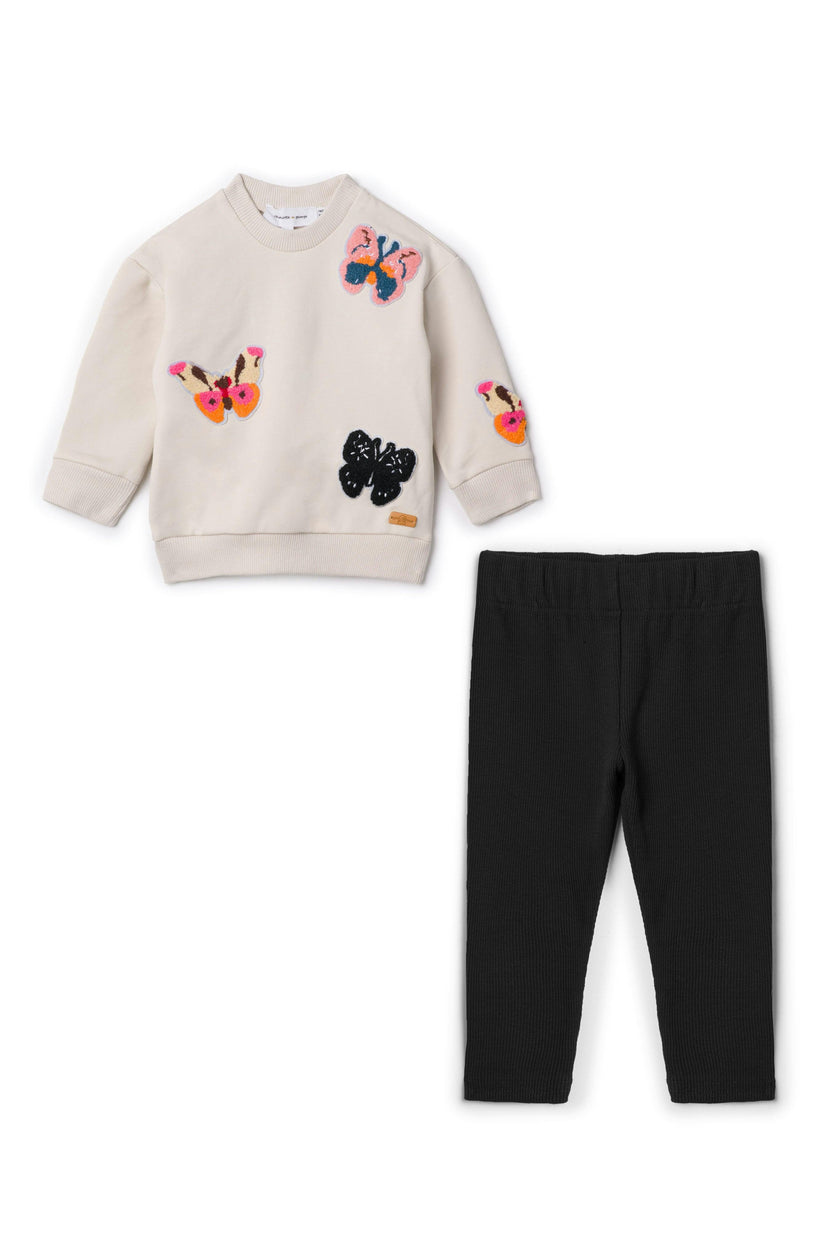 Butterfly Hook-Stitch Top and Leggings Two Piece Set