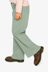 Stretch Corduroy Wide Leg Pants Pale Turquoise