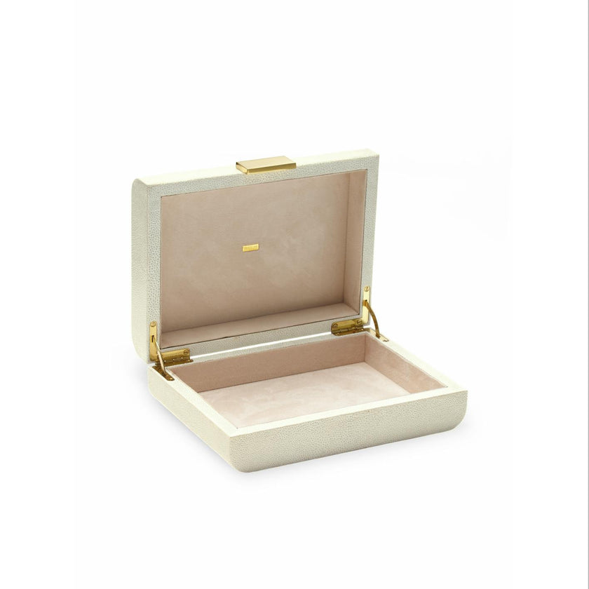 Modern Shagreen Small Jewelry Box, Cream