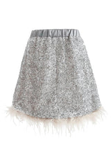 Silver Sequin Feather-Trim Set
