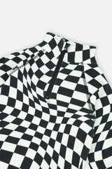 Two Piece Thermal Underwear White Checkered Print