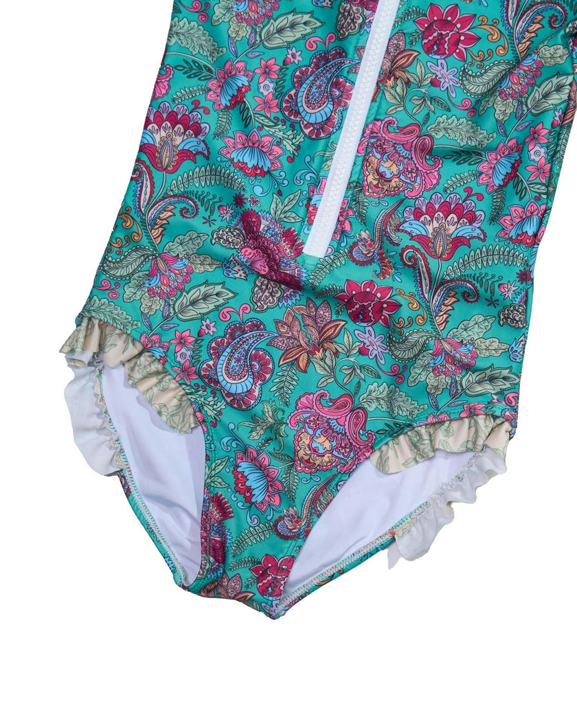 Long Sleeve Zip One Piece Swimsuit