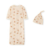 Seashells Bamboo Newborn Gown & Hat Set