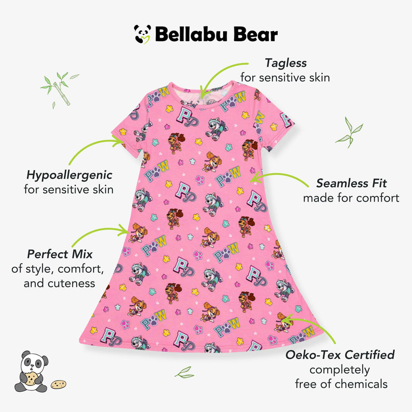 PAW Patrol: Varsity Pink Bamboo Girls' Short Sleeve Dress