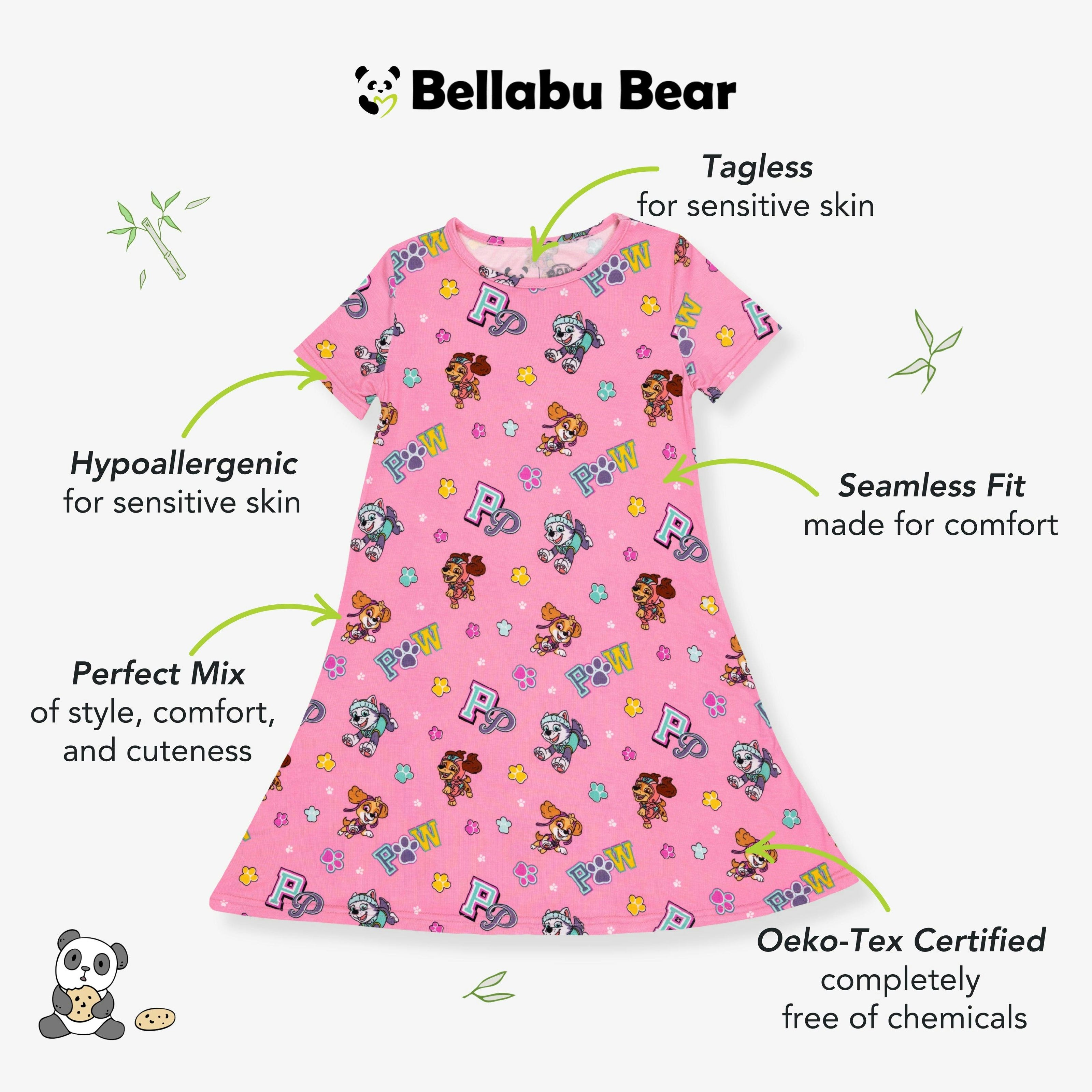 PAW Patrol: Varsity Pink Bamboo Girls' Short Sleeve Dress