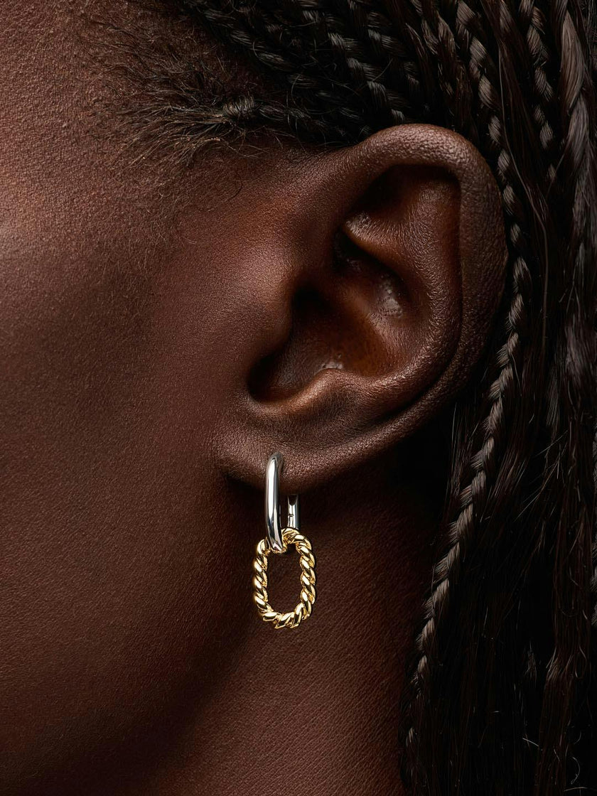 Drop Earrings - Ash Double Mini Two Tone