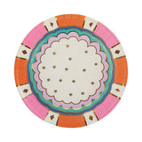 Packed Party Circus Soiree Dessert Plates 10ct - Gold Foil Colorful 3-Ply Party Plates, 8 Inch, 350 GSM for Circus and Carnival Birthdays