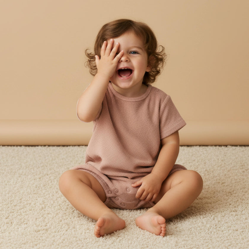 Organic Short Romper - Clay