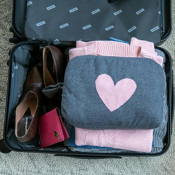 Hearts Reversible Blanket Travel Set
