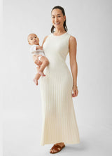 A-Line Sweater Knit Maternity Nursing Midi Dress
