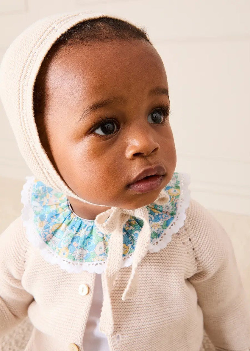 Leontyne Floral Ruffle Collar Lace Detail Bodysuit in Blue Made with Liberty Fabric (1mth-3yrs)