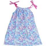 Tropical Palms Pink Shoulder Tie Dress
