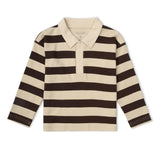 Organic Long Sleeve Polo - Mocha Stripe