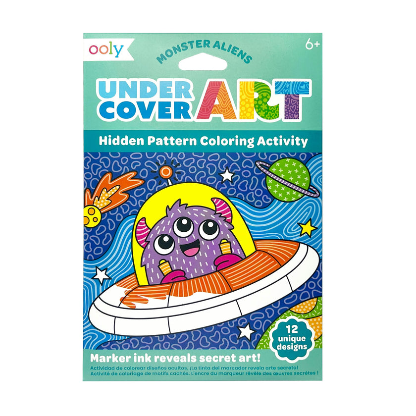 Undercover Art Hidden Pattern Coloring Activity Art Cards - Monster Aliens - 12 Cards