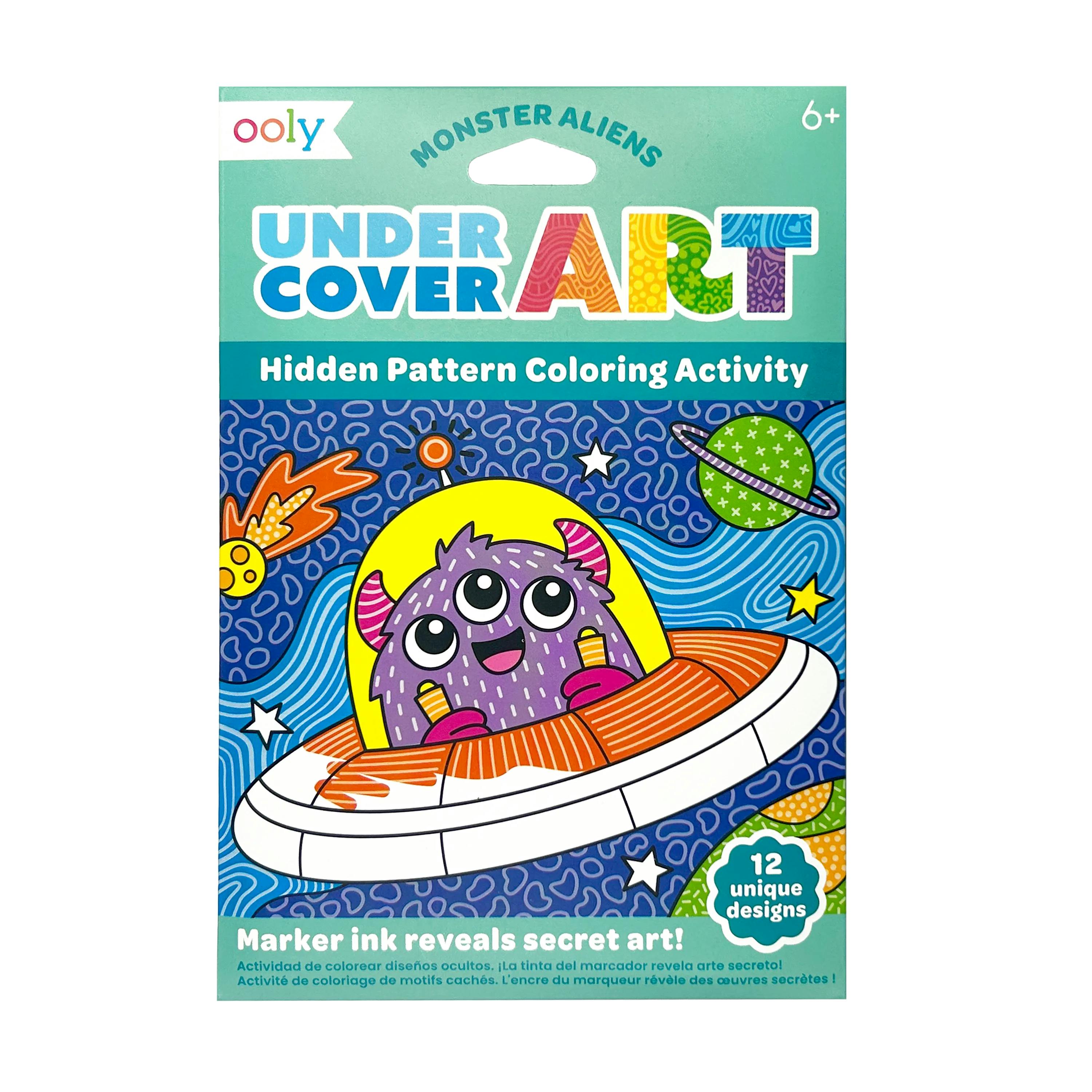 Undercover Art Hidden Pattern Coloring Activity Art Cards - Monster Aliens