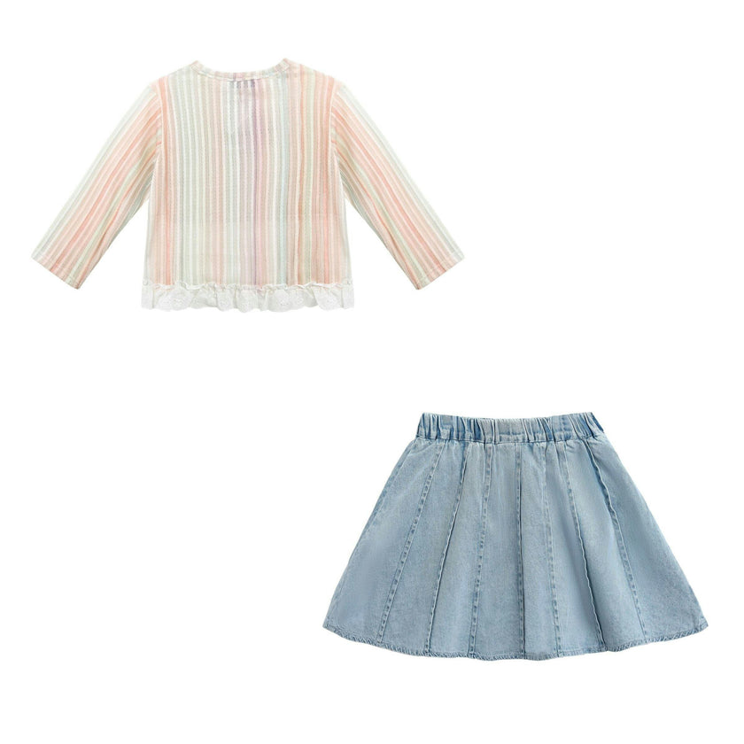 Multicolor Skort Cardigan Set