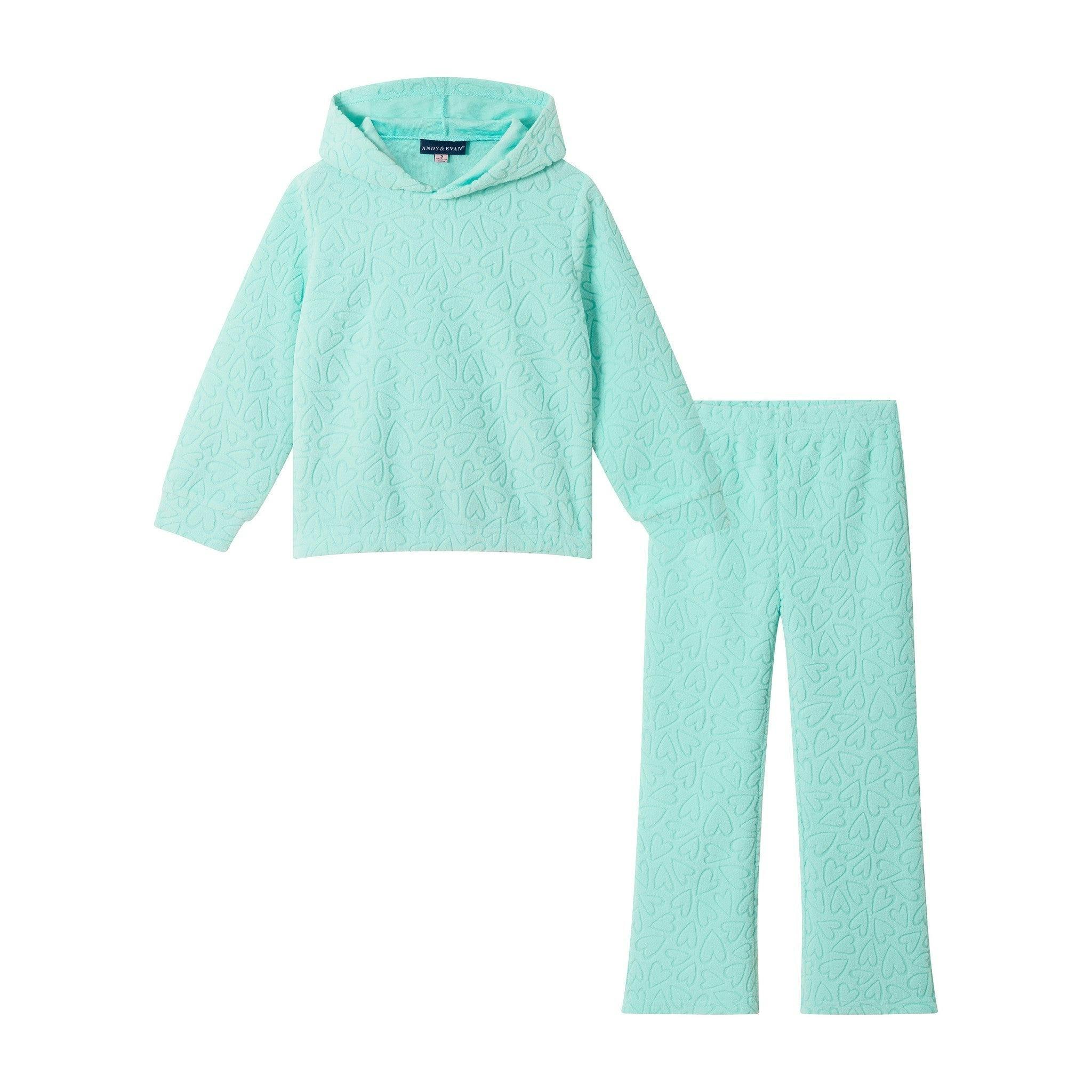 Plush Hoodie & Matching Pant Set | Embossed Hearts