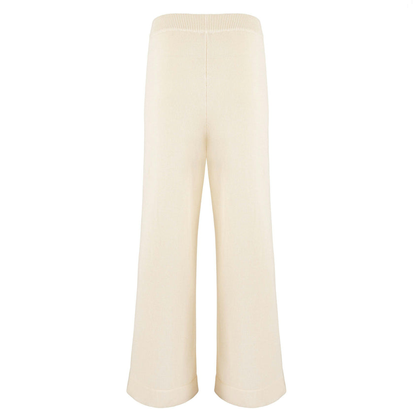 Women's Cream Wide Leg Knit Pant