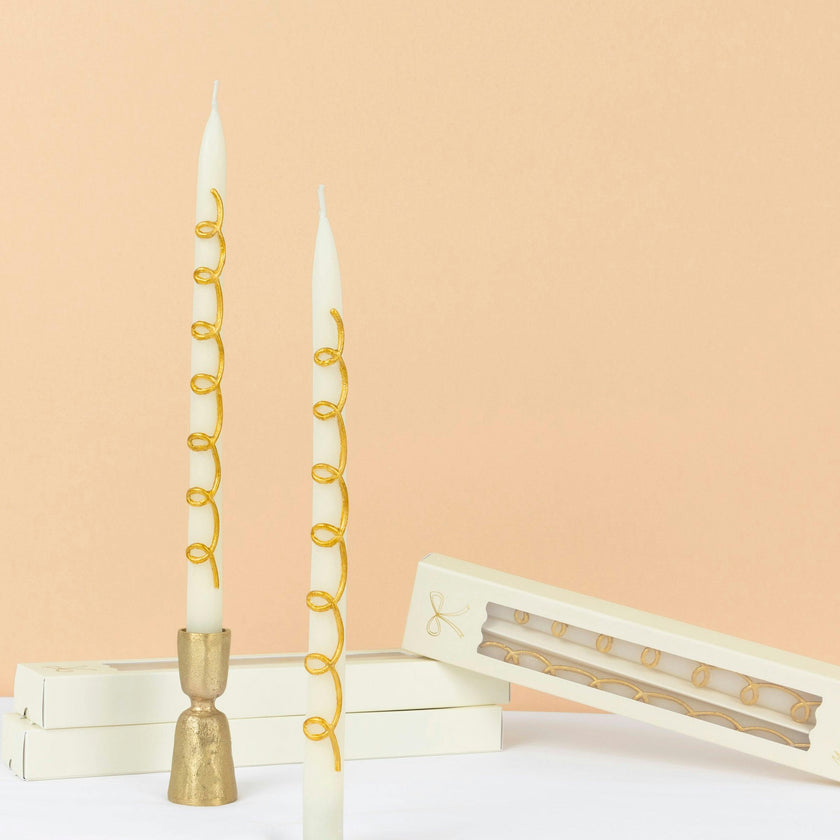 Gold Swirl Taper Candles