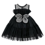 Black Isolara Tulle Glitter Bow Dress