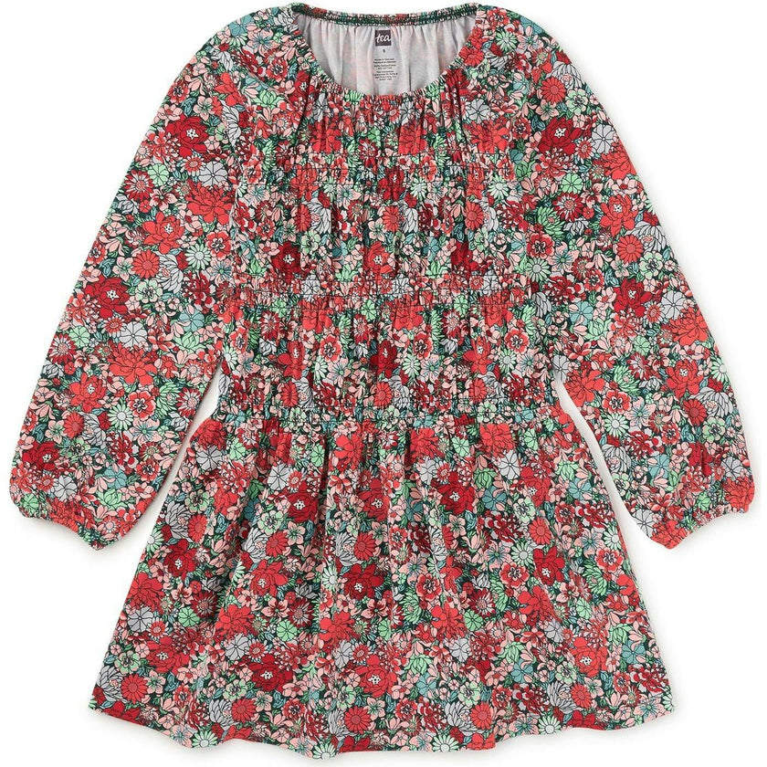 Smocked Blouson Dress, Multi