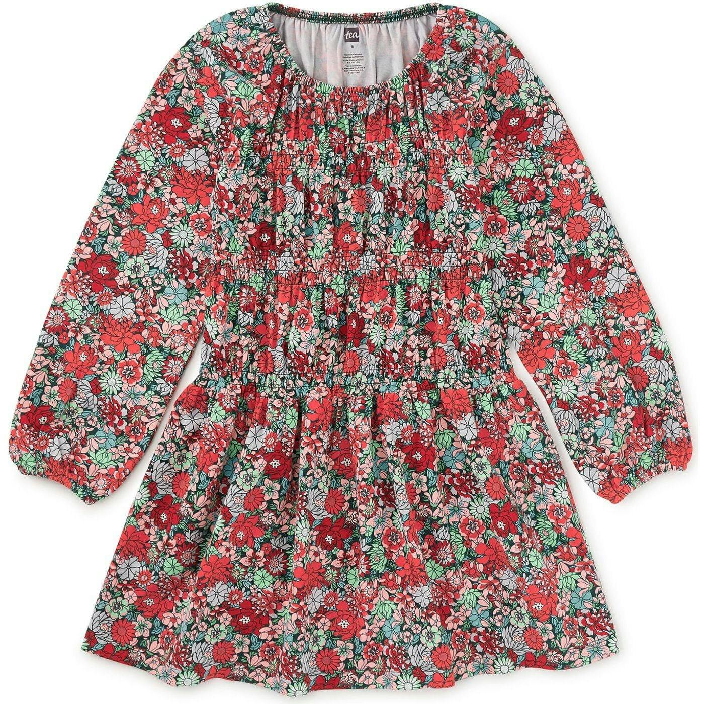 Smocked Blouson Dress, Multi
