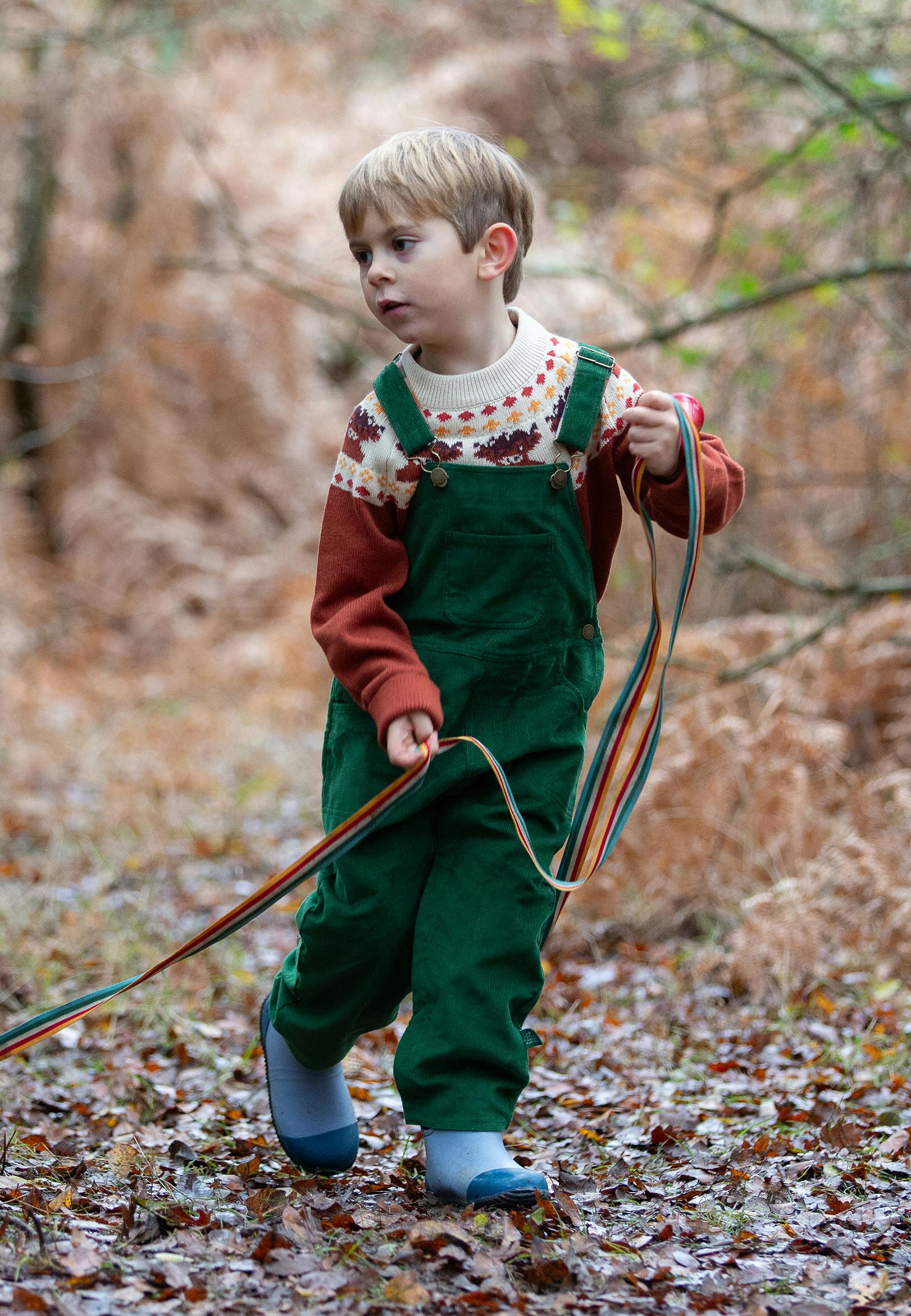 Olive Green Lined Corduroy Dungarees, Green
