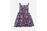 Pinafore Print Elastic Waist Full Skirt Dress