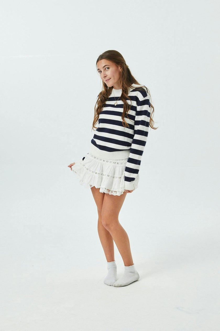 Tiegan Navy & White Stripe Sweater