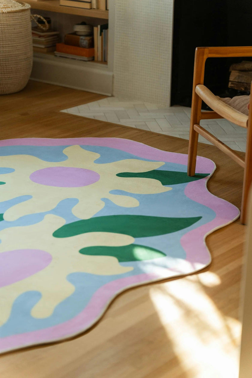 Colorful Wavy Flower Rug by Maggie Stephenson