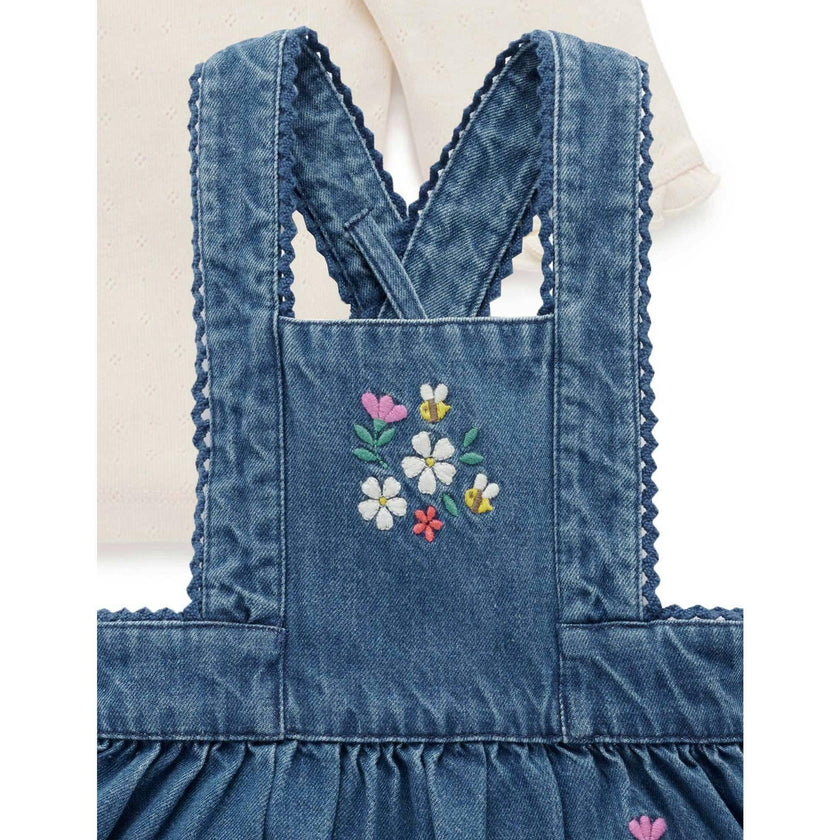Embroidered Pinnie Set Mid Denim