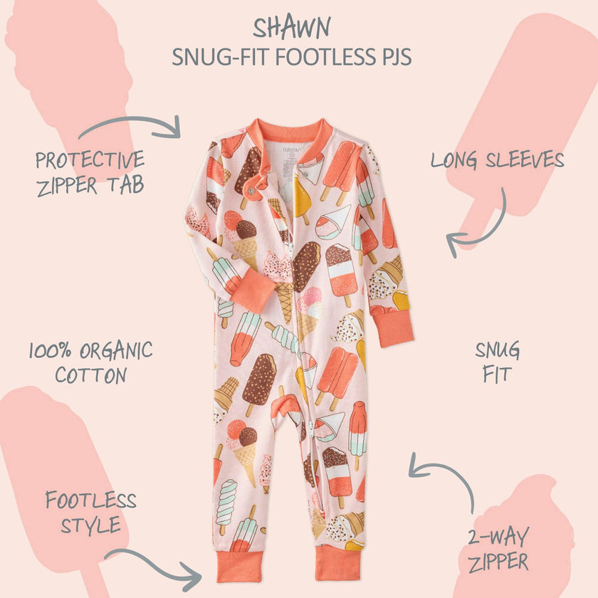 SHAWN Snug-fit Footless Baby Pajamas for Boys & Girls