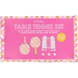 Packed Party Game Set Match Table Tennis Set - 2 Multicolor Plaid Wooden Paddles, 3 Balls, and Retractable Net for Any Table, 6-Piece Complete Set