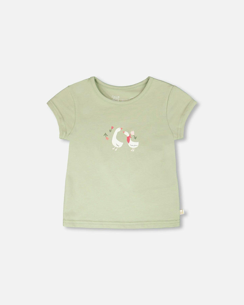 Organic Cotton Jersey T-Shirt Light Khaki Green