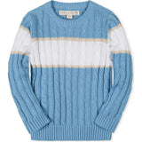 Organic Cable Crewneck Pullover Sweater, Blue