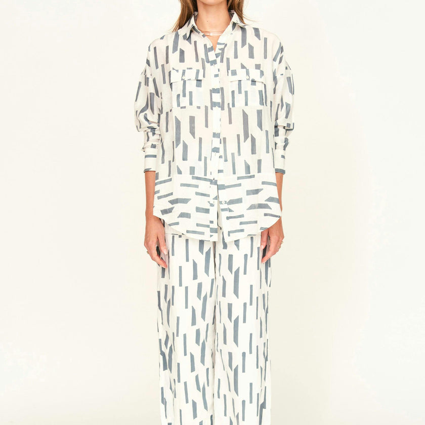 Kyoto Shirt in White Rainfall